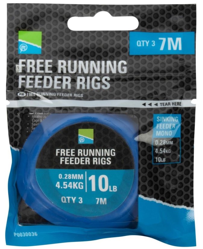 Preston Innovations Náväzec Free Running Feeder Rigs 0,28 mm 4,54 kg 7 m 3ks