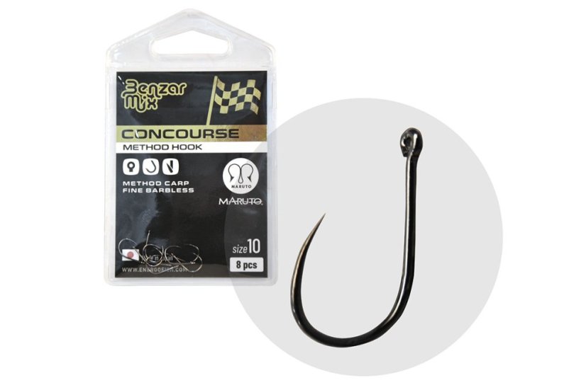 BENZÁR CONCOURSE METHOD CARP FINE BARBLESS HOROG - Horog mérete: 12