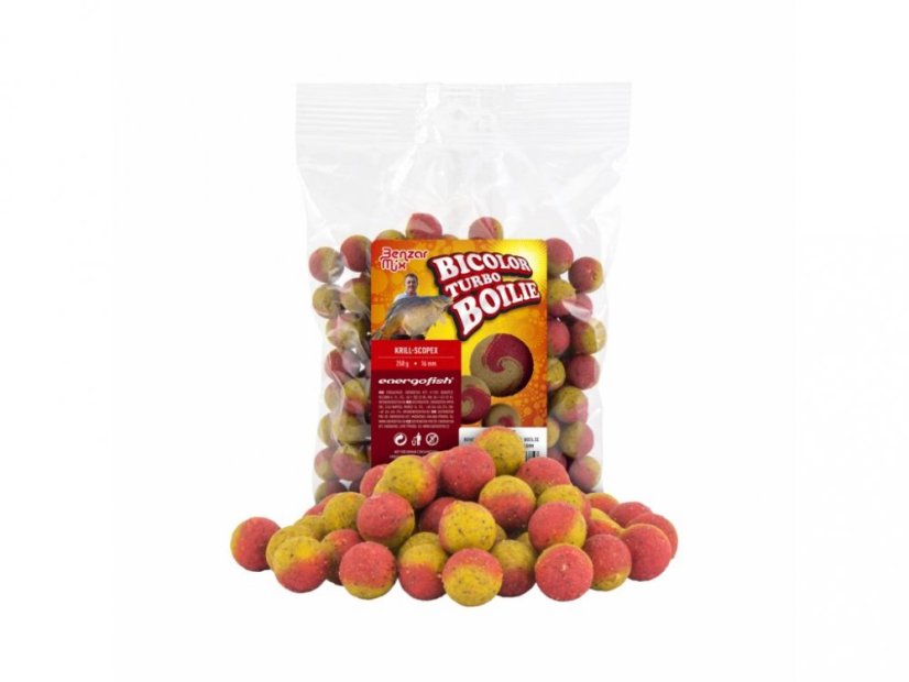 BENZAR MIX  TURBO BICOLOR BOLIESS 16MM/250G - Ízesítés: Rák - Eper