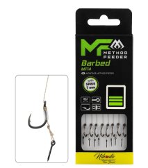 MIKADO MF14 kész method feeder előke – szakállas horoggal (10 cm, 8 db)