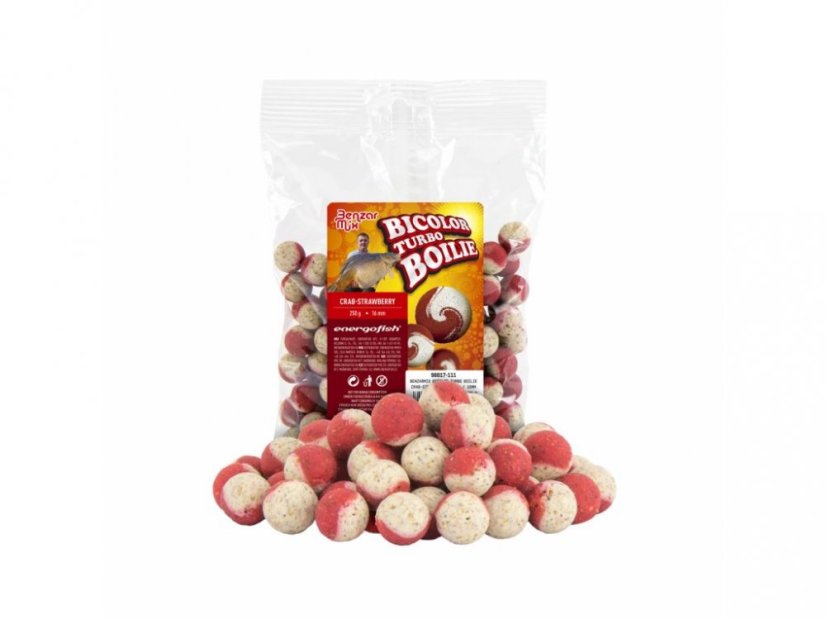 BENZAR MIX  TURBO BICOLOR BOLIESS 16MM/250G - Ízesítés: Rák - Eper