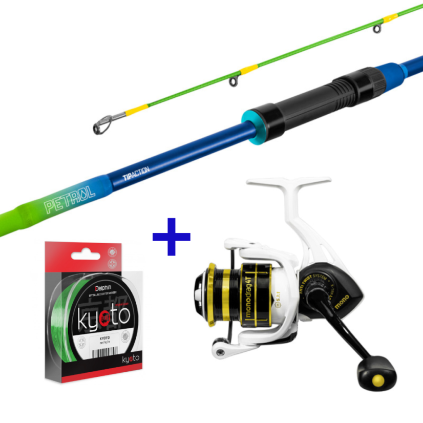 Delphin PETROL TipA 215cm/5-25g/2 díl + Delphin MonoDRAG 4T 4000 Set