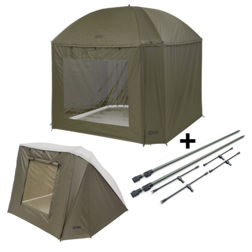 Szett Mivardi ernyő Session Umbrella XL+ Szett stabilizációs rudak Hardcore  + Mivardi Session Umbrella XL Brolly kiegészítő készlet